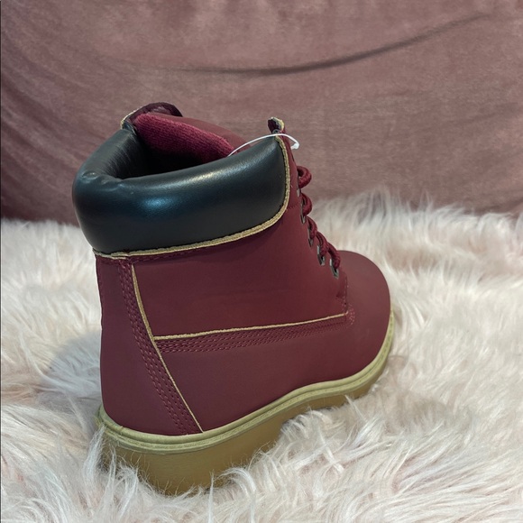 Burgundy Lace-Up Ankle Boots - Picture 5 of 8